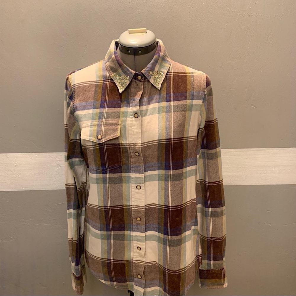 Plaid long sleeve T-shirt